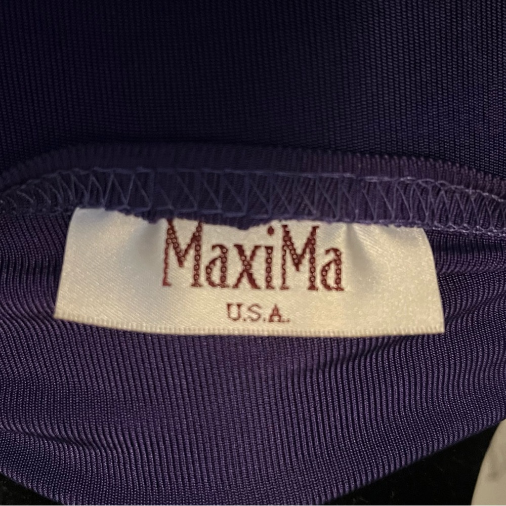 MAXIMA USA VINTAGE gorgeous purple with red fringe 2pc top & skirt maxi dress - Picture 11 of 11